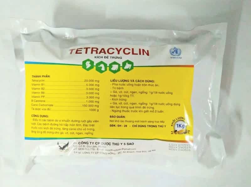 Tetracyclin là một loại thuốc kháng sinh dùng cho gà